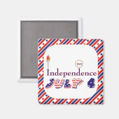 Vierde 4e van juli sterren fakkel USA Independence Magneet (Voorkant / Achterkant)