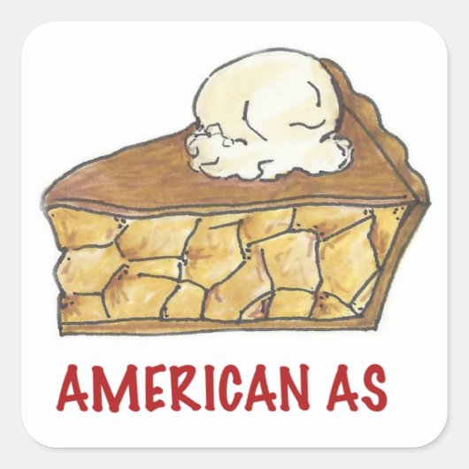 Vierde Amerikaanse versie juli als Apple Pie Slice Vierkante Sticker (Voorkant)
