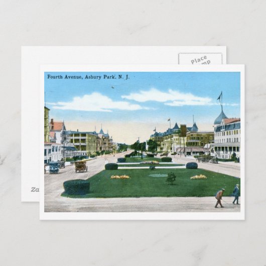 Vierde Ave. Asbury Park NJ Briefkaart (Voorkant / Achterkant)
