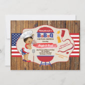 Vierde baby-meisje van de BBQ - juli rood wit blau Kaart (Voorkant)