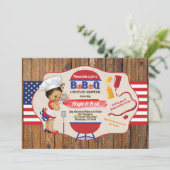 Vierde baby-meisje van de BBQ - juli rood wit blau Kaart (Staand voorkant)