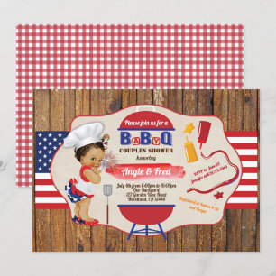 Vierde baby-meisje van de BBQ - juli rood wit blau Kaart