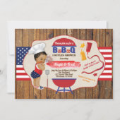 Vierde baby-meisje van de BBQ - juli rood wit blau Kaart (Voorkant)