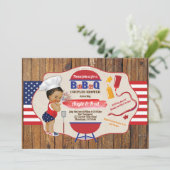 Vierde baby-meisje van de BBQ - juli rood wit blau Kaart (Staand voorkant)