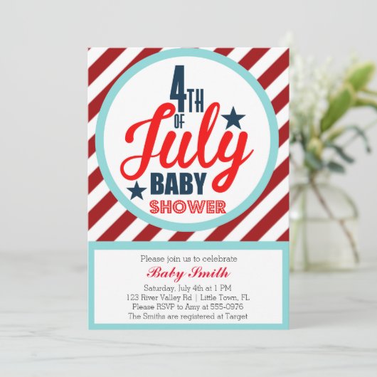 Vierde Baby shower juli Kaart (Staand voorkant)