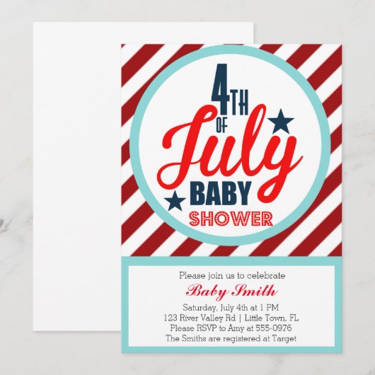 Vierde Baby shower juli Kaart (Voorkant / Achterkant)