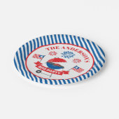 Vierde Barbeque BBQ Party marine gestreept Papieren Bordje (Gekanteld)