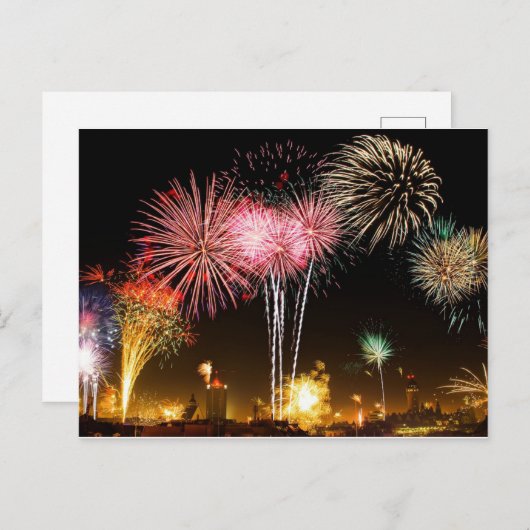Vierde Briefkaart Fireworks van juli (Voorkant / Achterkant)