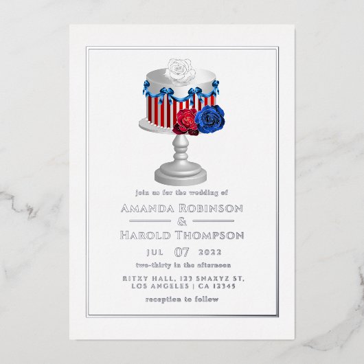 Vierde bruiloft juli folie uitnodiging (Voorkant)