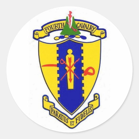 Vierde cavalerie ronde sticker (Voorkant)