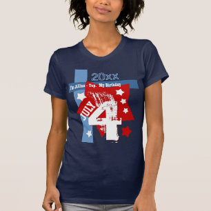 VIERDE DAG, 4 juli RED WITTE BLAUW Aangepast jaar  T-shirt