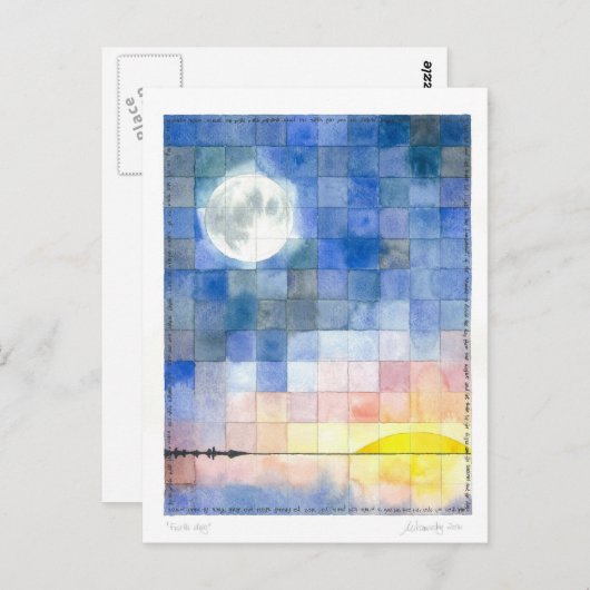 Vierde dag (7 dagen aanmaak) Briefkaart (Voorkant / Achterkant)