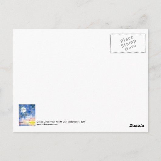 Vierde dag (7 dagen aanmaak) Briefkaart (Achterkant)