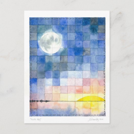 Vierde dag (7 dagen aanmaak) Briefkaart (Voorkant)