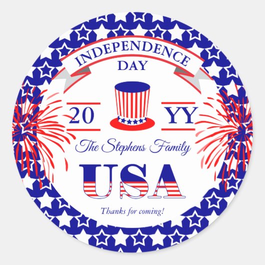 Vierde dag van de dag van de onafhankelijkheid van ronde sticker (Voorkant)