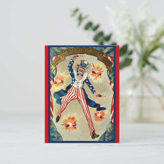 Vierde dag van de herdenking van juli - oom Sam Briefkaart (Staand voorkant)