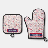 Vierde dag van de Onafhankelijkheidsdag BBQ Ovenwant & Pannenlap Set (Voorkant)