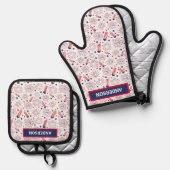 Vierde dag van de Onafhankelijkheidsdag BBQ Ovenwant & Pannenlap Set (Voorkant / Achterkant)