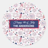 Vierde dag van de Onafhankelijkheidsdag BBQ Ronde Sticker (Voorkant)