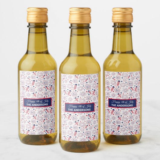 Vierde dag van de Onafhankelijkheidsdag BBQ Wijn Etiket (Flessen)