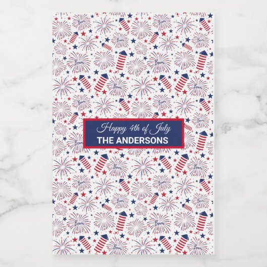 Vierde dag van de Onafhankelijkheidsdag BBQ Wijn Etiket (Enkel label)