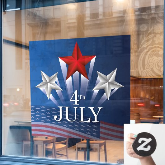 Vierde dag van de Onafhankelijkheidsdag Raamsticker (Cafe Raam)