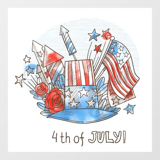 Vierde dag van de Onafhankelijkheidsdag Raamsticker (Vel)