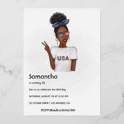 Vierde dag van de Onafhankelijkheidsdag van de Ver Folie Uitnodiging (Achterkant)