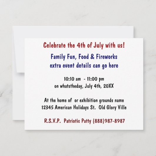 Vierde dag van de Onafhankelijkheidsdag van het Be Kaart (Achterkant)