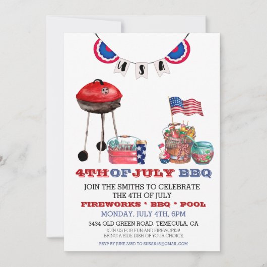 Vierde dag van de Onafhankelijkheidsdag van juli B Kaart (Voorkant)