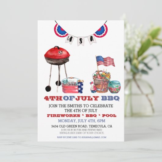 Vierde dag van de Onafhankelijkheidsdag van juli B Kaart (Staand voorkant)