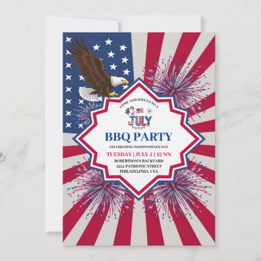 Vierde dag van de Onafhankelijkheidsdag van juli Kaart (Voorkant)