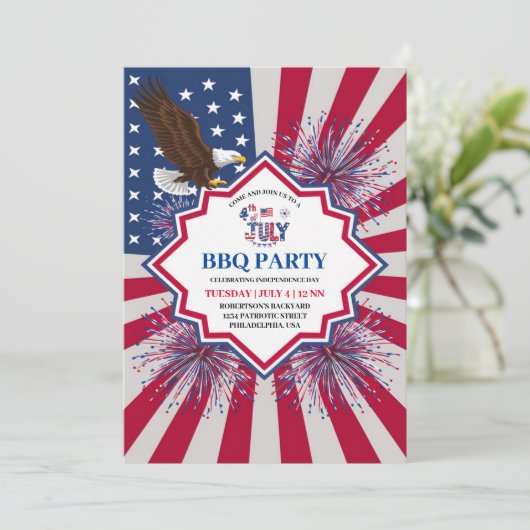 Vierde dag van de Onafhankelijkheidsdag van juli Kaart (Staand voorkant)