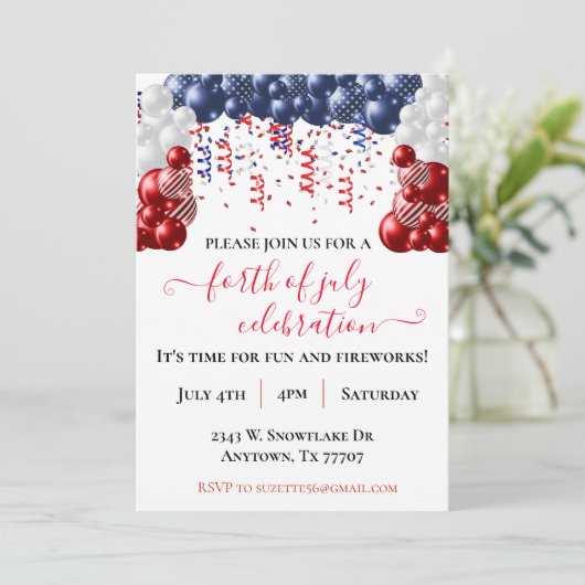 Vierde dag van de Onafhankelijkheidsdag van juli Kaart (Staand voorkant)