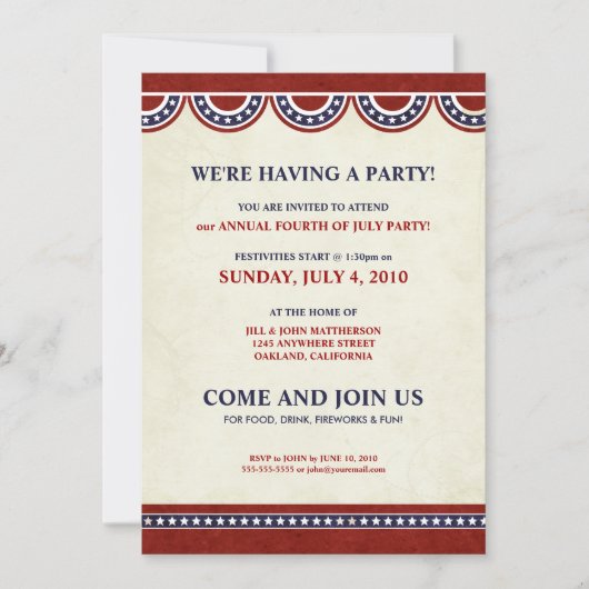 Vierde dag van de Onafhankelijkheidsdag van juli | Kaart (Voorkant)