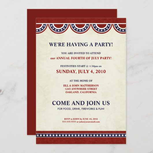 Vierde dag van de Onafhankelijkheidsdag van juli | Kaart (Voorkant / Achterkant)