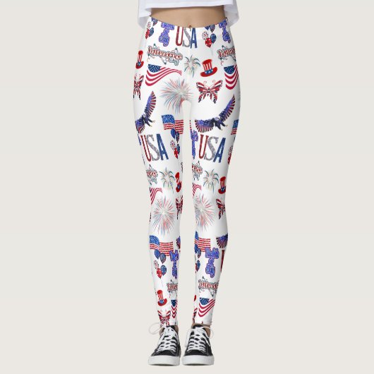 Vierde dag van de Onafhankelijkheidsdag van juli Leggings (Voorkant)