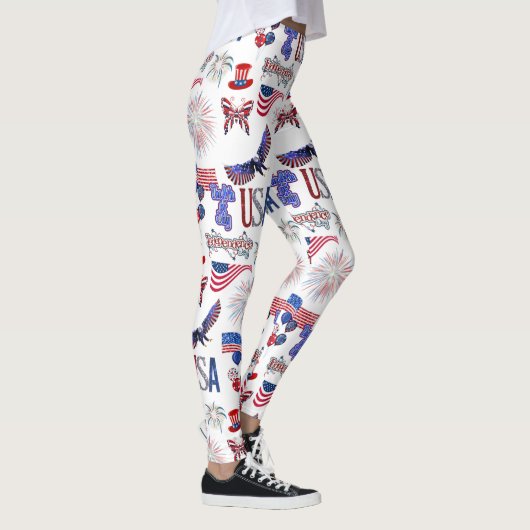 Vierde dag van de Onafhankelijkheidsdag van juli Leggings (Rechts)