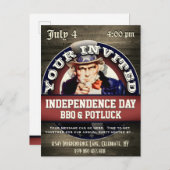Vierde dag van de Onafhankelijkheidsdag van juli Uitnodiging Briefkaart (Voorkant / Achterkant)