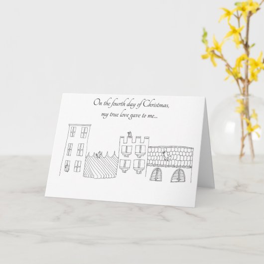 Vierde Dag van Kerstkaart Kaart (Gele Bloem)