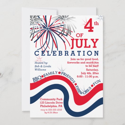 Vierde editie van de Viering van juli in Red White Kaart (Voorkant)