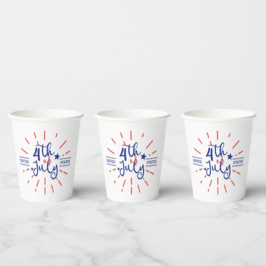 Vierde editie van juli Cups op papier Papieren Bekers (Multi)