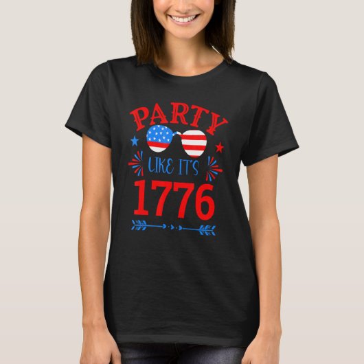 Vierde en 1776 onafhankelijkheidsdag gevierd t-shirt (Voorkant)