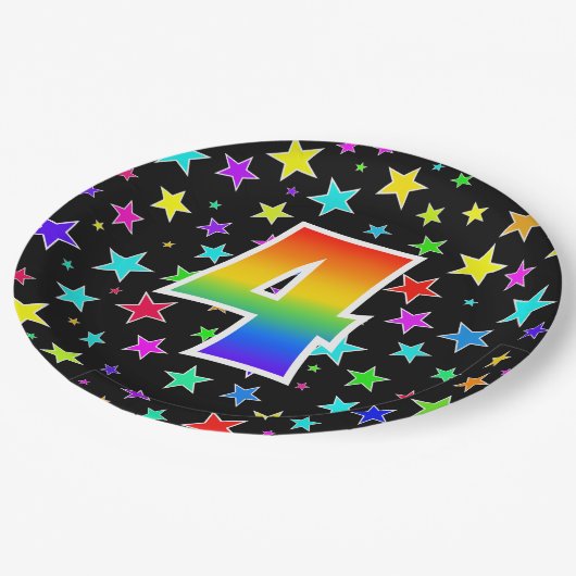 Vierde evenement: Vet, Fun, kleurrijke regenboog 4 Papieren Bordje (Gekanteld)