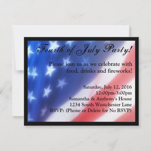 Vierde feestdag juli kaart (Voorkant)