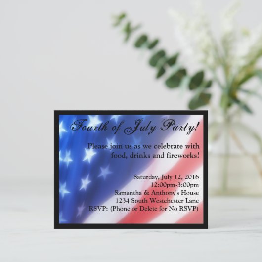 Vierde feestdag juli kaart (Staand voorkant)