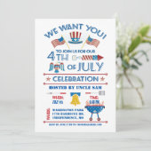 Vierde feestdag juli kaart (Staand voorkant)