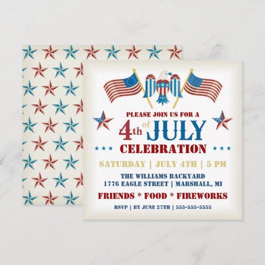 Vierde feestdag juli kaart (Voorkant / Achterkant)