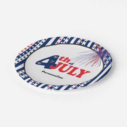 Vierde feestdag juli papieren bordje (Gekanteld)