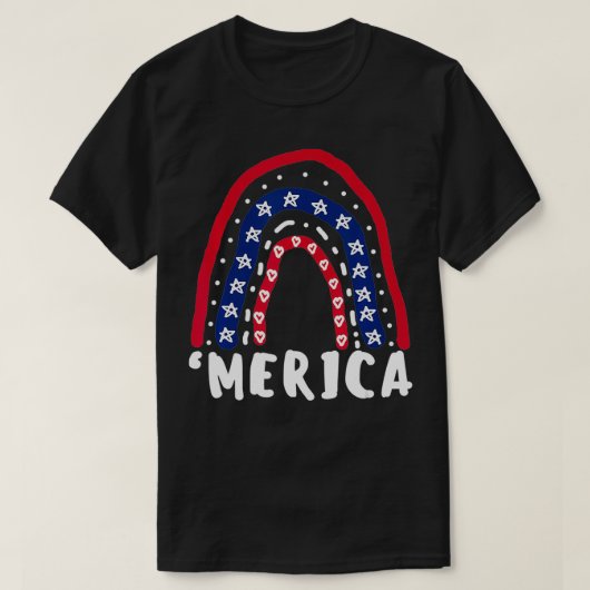Vierde finale juli Patriotic 'Merica Flag Rainbow T-shirt (Design voorkant)